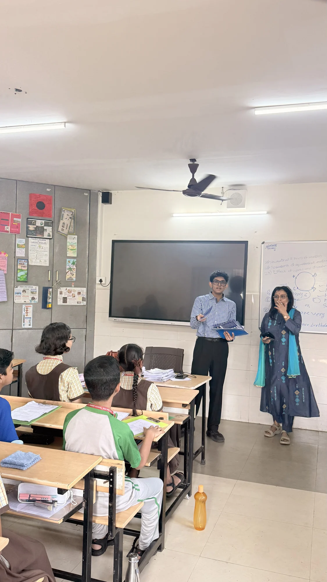 A classroom session with students and teachers at the partner school